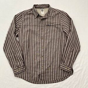 North Face Shirt Mens Medium Brown Plaid Long Sleeve Button Up Outdoor Hiking